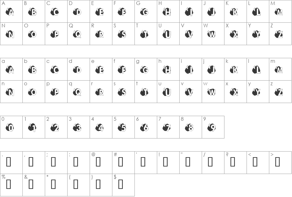 KR Moonlit font character map preview