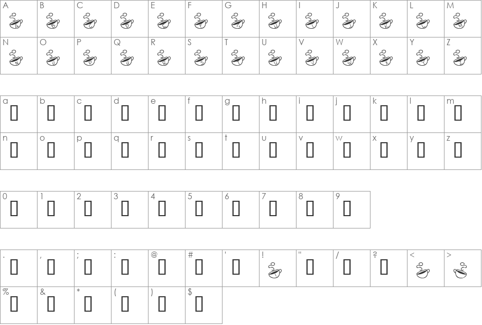 KR Morning Must! font character map preview