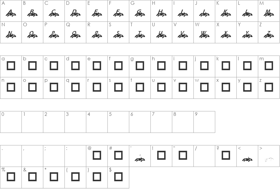 KR Nick's Lil' Racer font character map preview