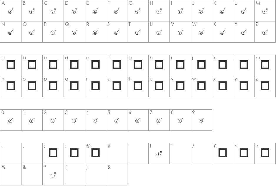 KR Oh Man! font character map preview