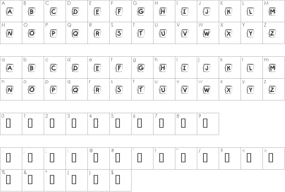 KR Paint  font character map preview