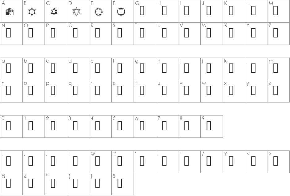 KR Passover Dings font character map preview