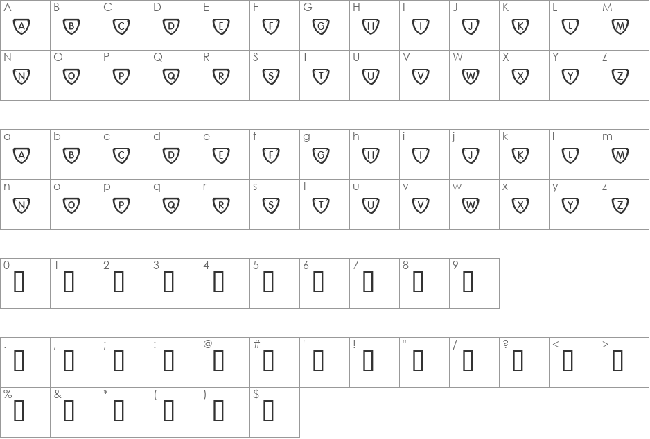 KR Plaque font character map preview