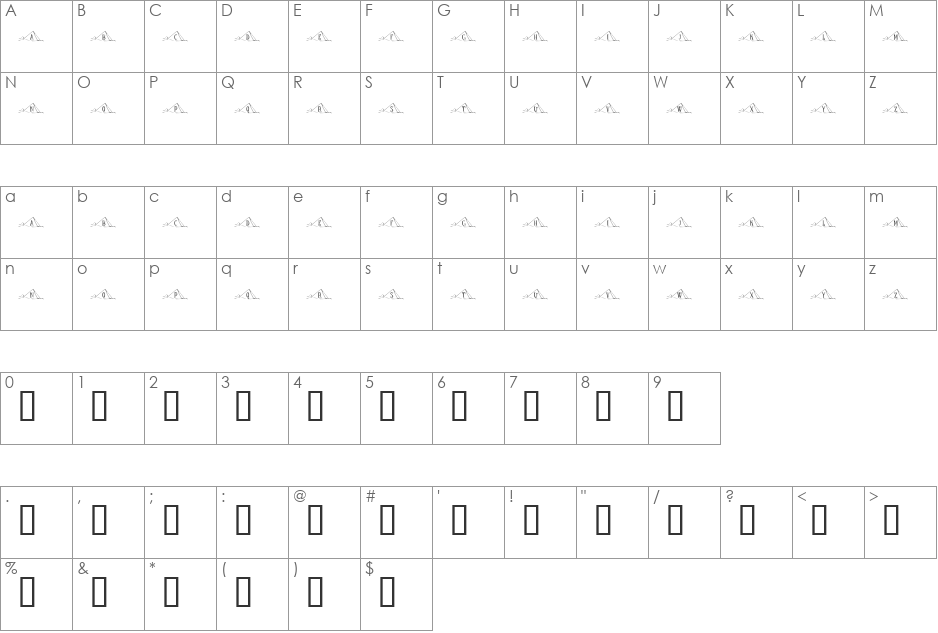 KR Pyramid font character map preview