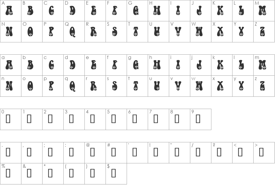 KR Shroom font character map preview