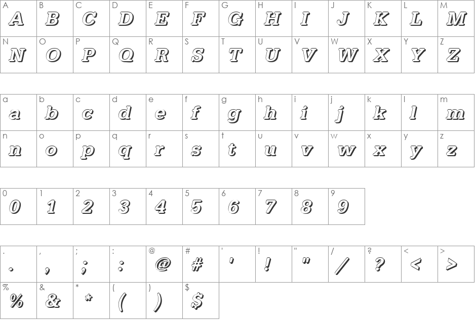 AstridBeckerShadow-Medium font character map preview