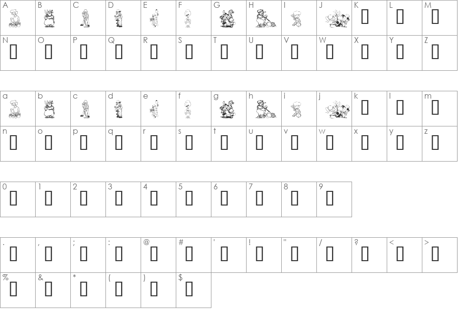 KR Summer Gardening font character map preview