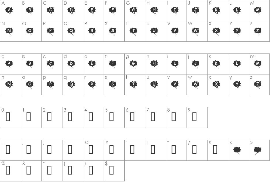KR Thoughts font character map preview
