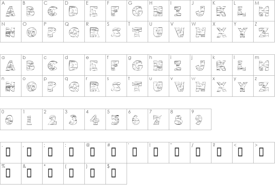 KR Tigrrr font character map preview