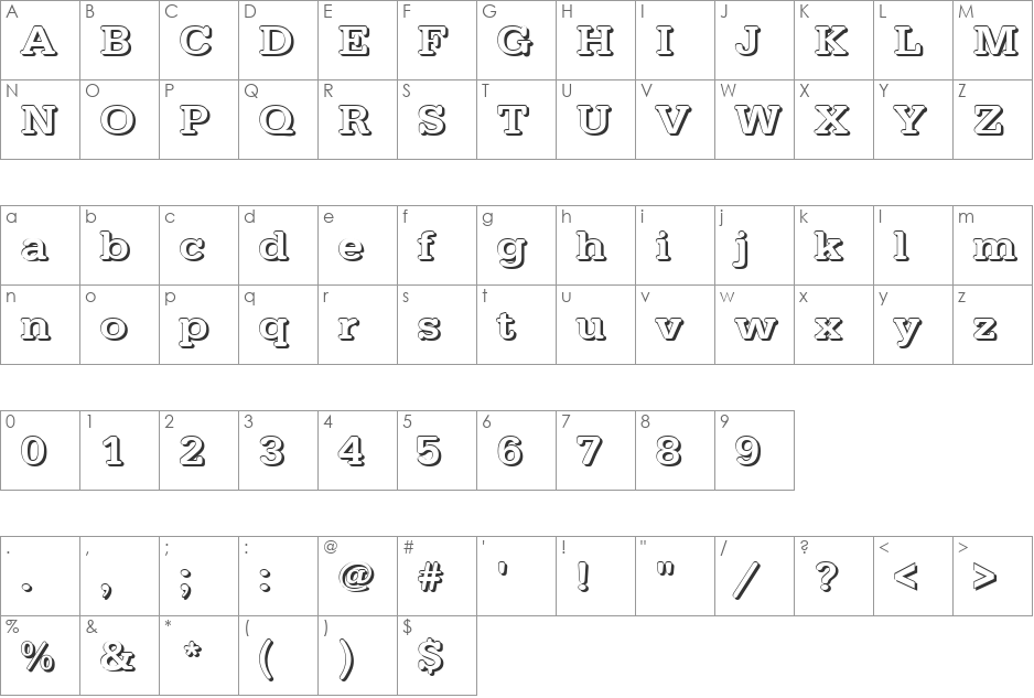 AstridBeckerShadowE-Medium font character map preview