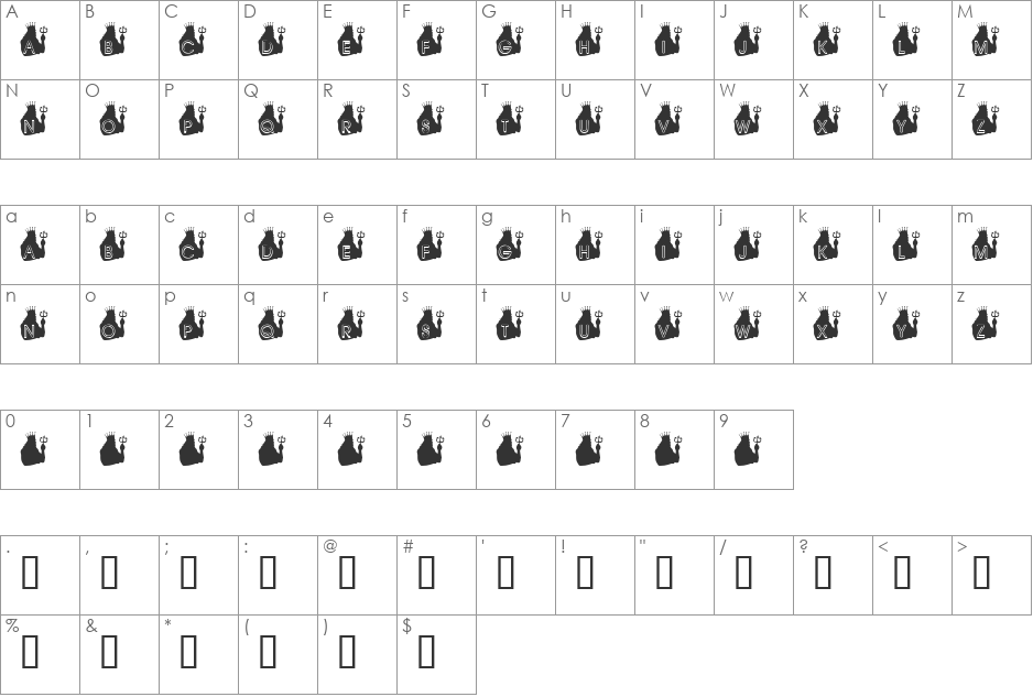 KR Triton font character map preview