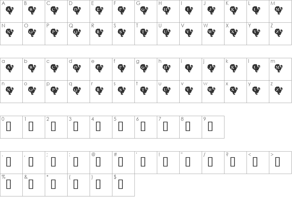 KR Turkey Time font character map preview