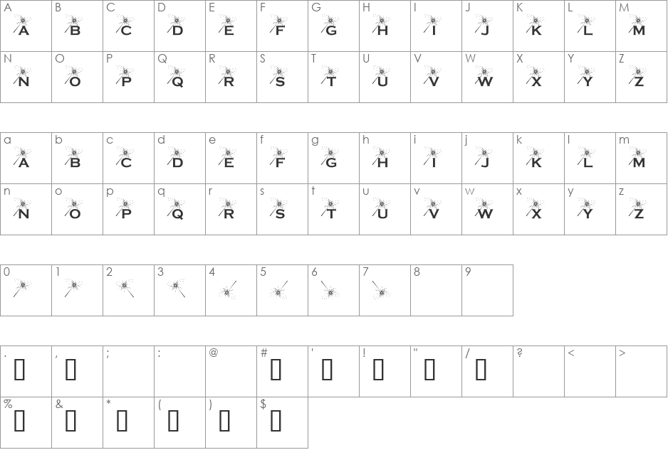 KR Twink Two font character map preview