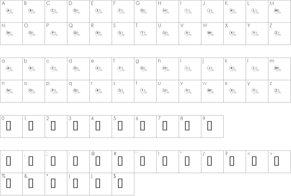 KR Uphill Battle font character map preview