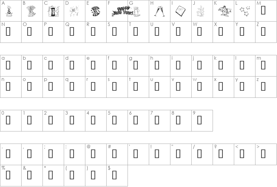 KR Welcome 2002 Pt 1 font character map preview