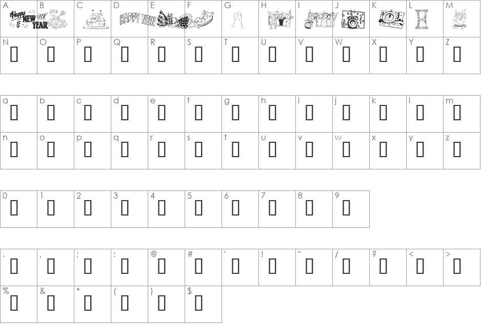 KR Welcome 2002 Pt 2 font character map preview