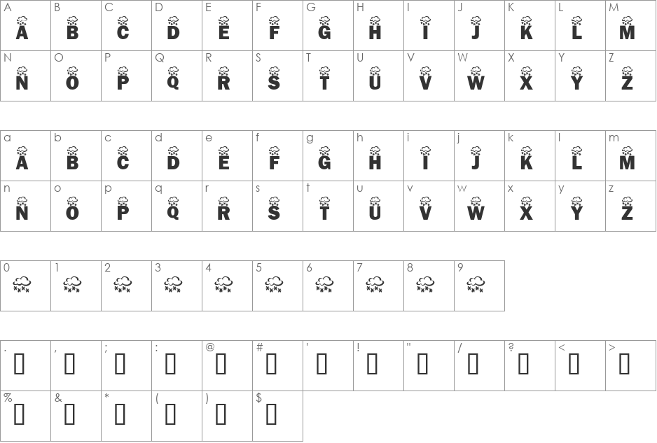 KR Wintry Mix font character map preview