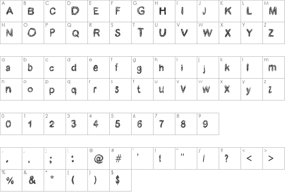 Kraboudja font character map preview