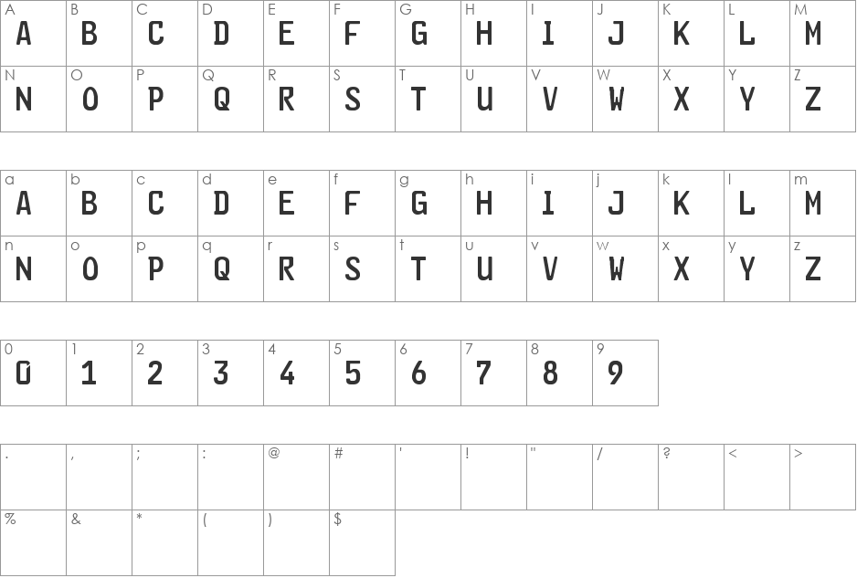 Kraftfahrzeugkennzeichen font character map preview