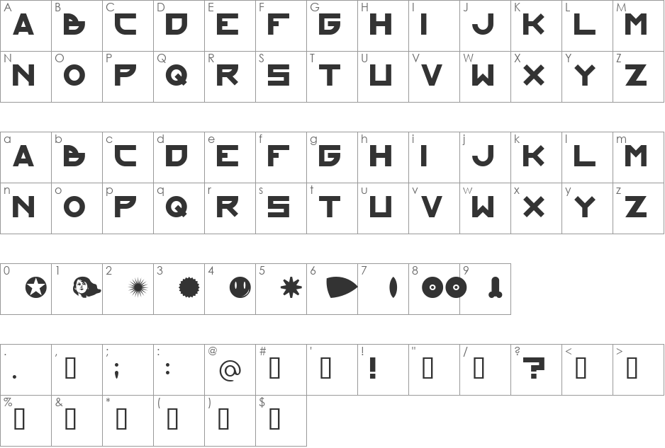KraftUndStil font character map preview