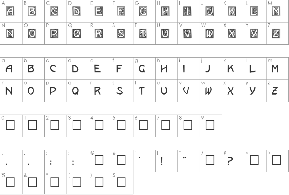 Kramer font character map preview