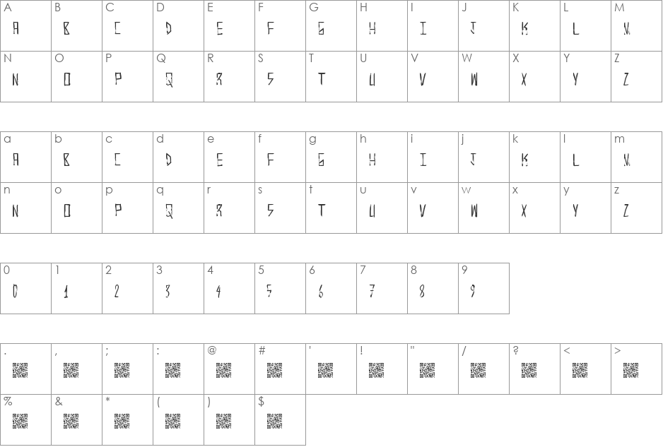 KrampsHandso font character map preview