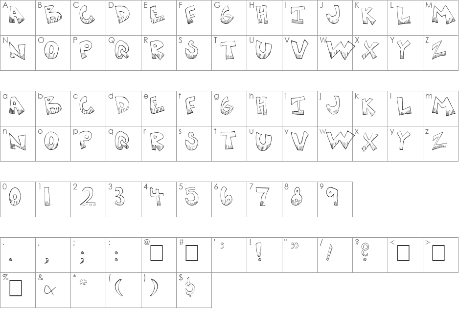 KrazyKool font character map preview