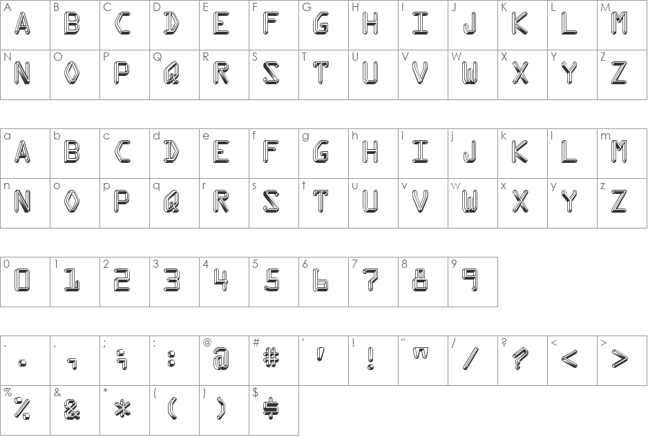 Kredit font character map preview