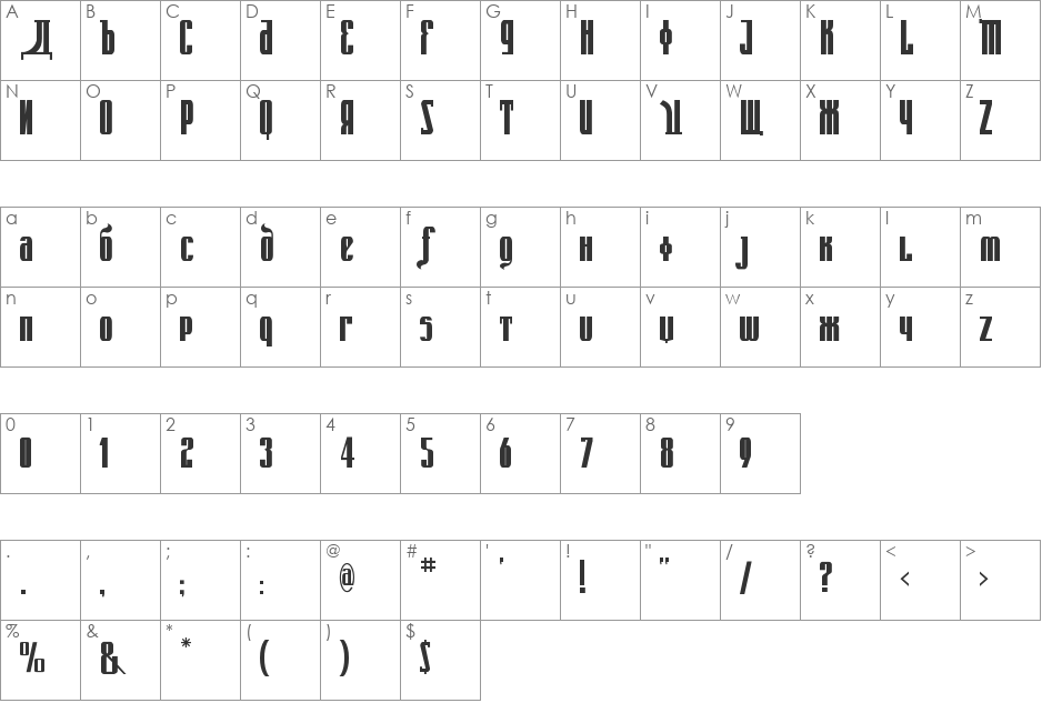 Kremlin Emperor font character map preview