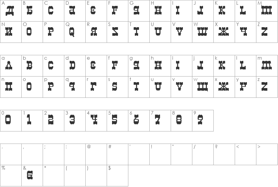 Kremlin Kiev font character map preview