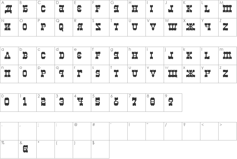 Kremlin Kiev Merchant font character map preview