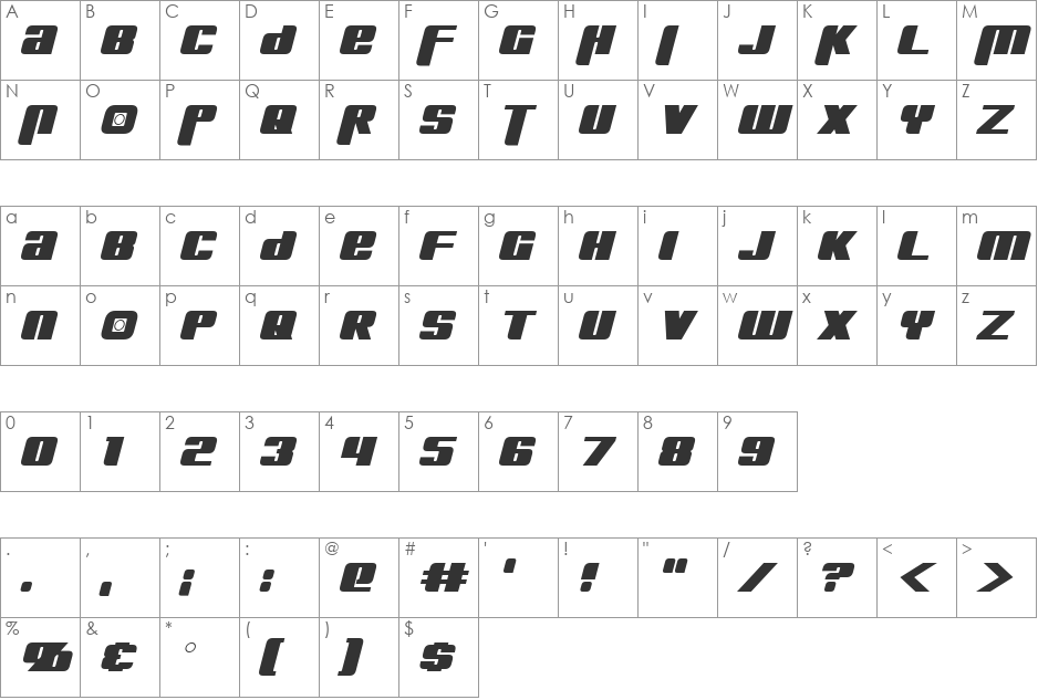 Kreon font character map preview