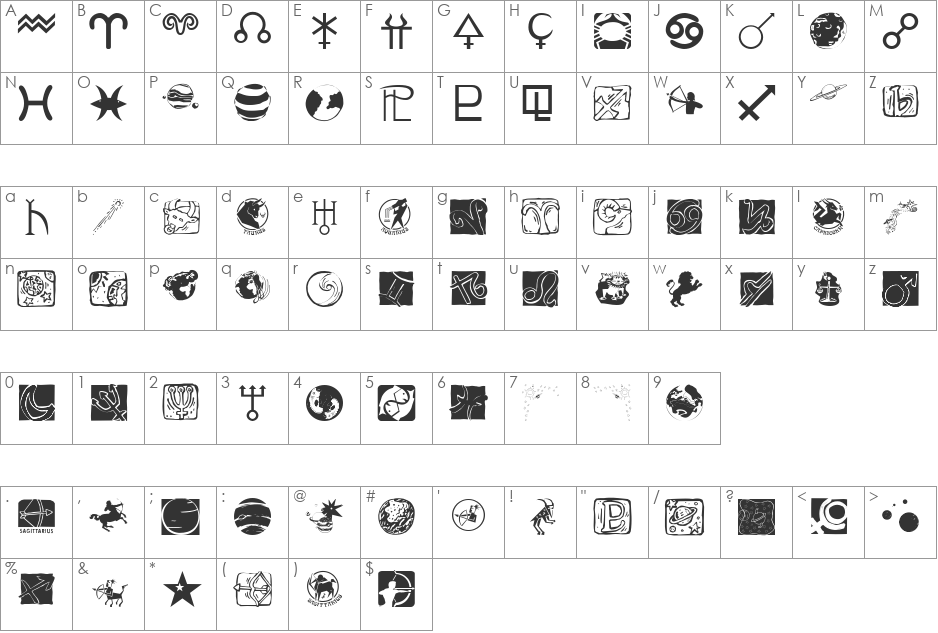 AstrobatsTwo font character map preview