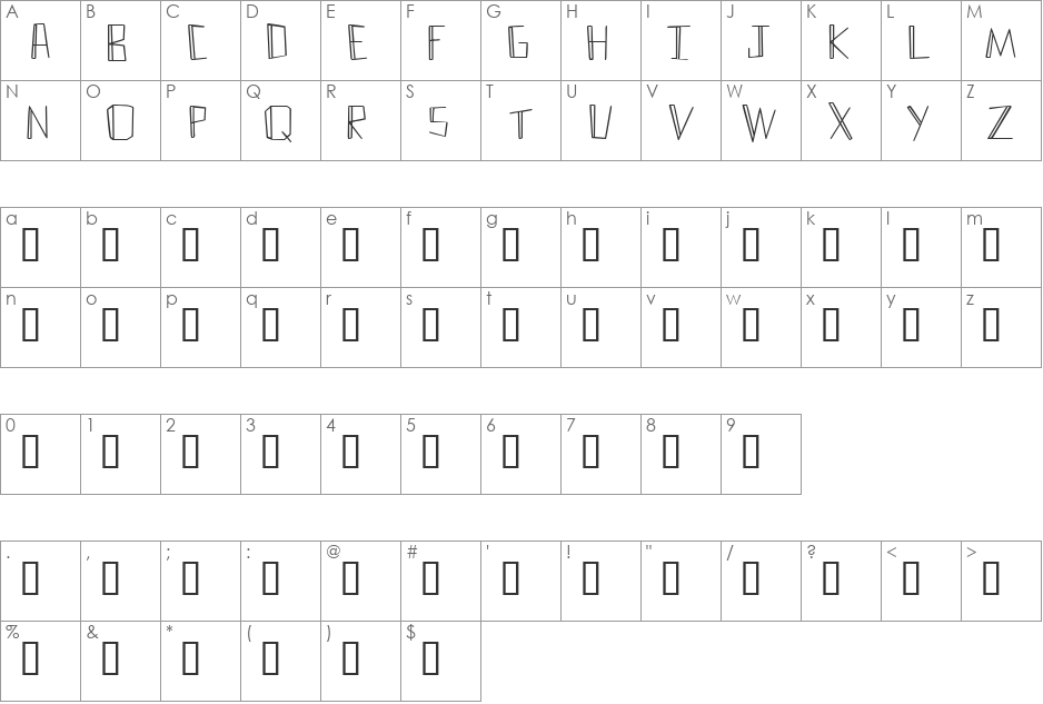 Kriesler font character map preview