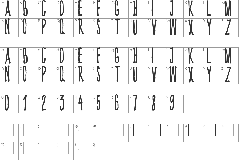 KRIIPS font character map preview