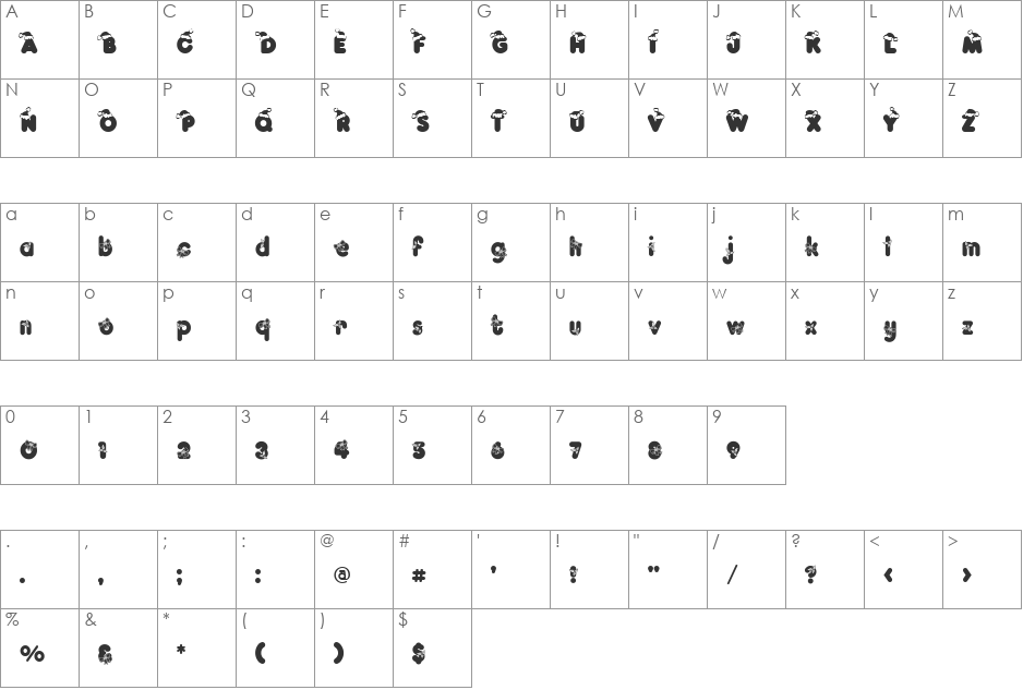 Kringle font character map preview