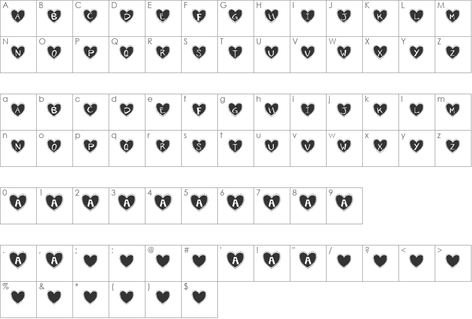 Krishart font character map preview