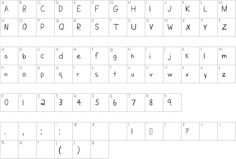 KristopherSansNeue font character map preview
