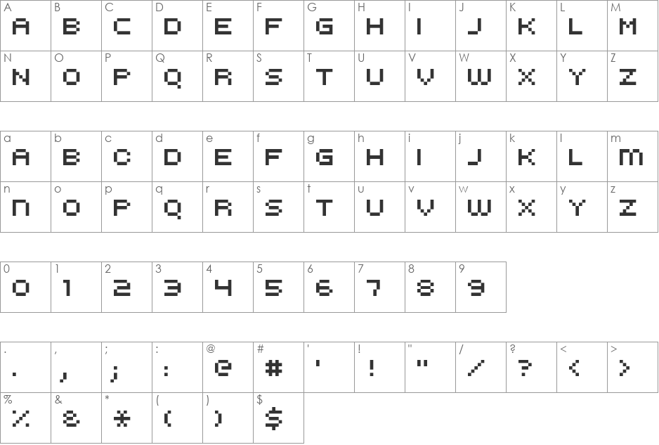 kroeger 0854 font character map preview