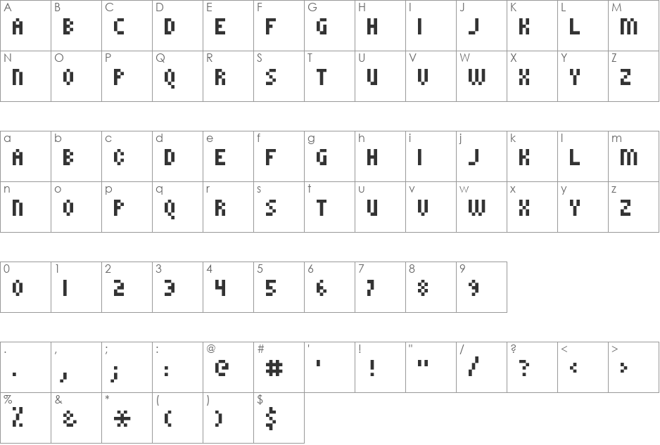 kroeger 0858 font character map preview
