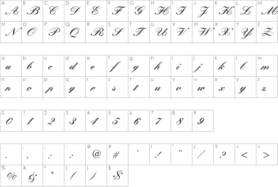 KRONVIK font character map preview