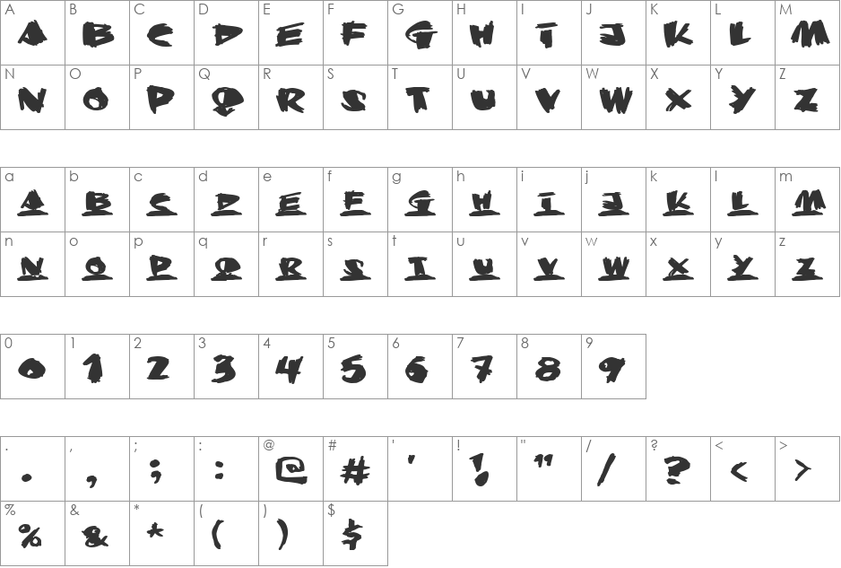 Krunch Bunch font character map preview