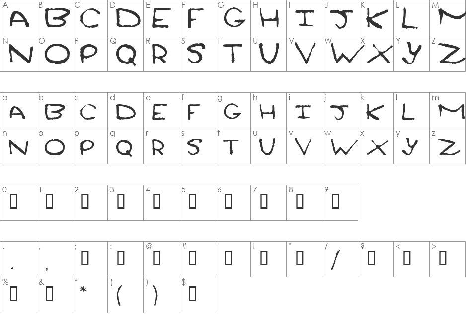 Krust font character map preview