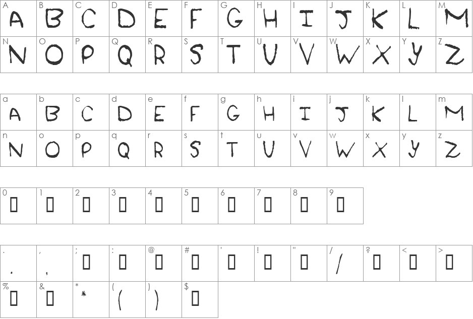 KrustCondensed font character map preview