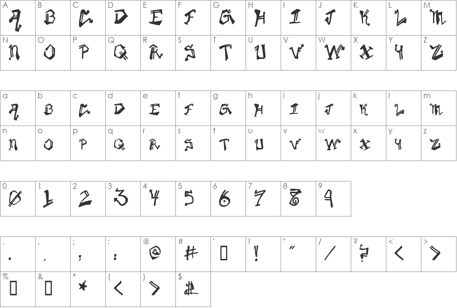 Krylon font character map preview
