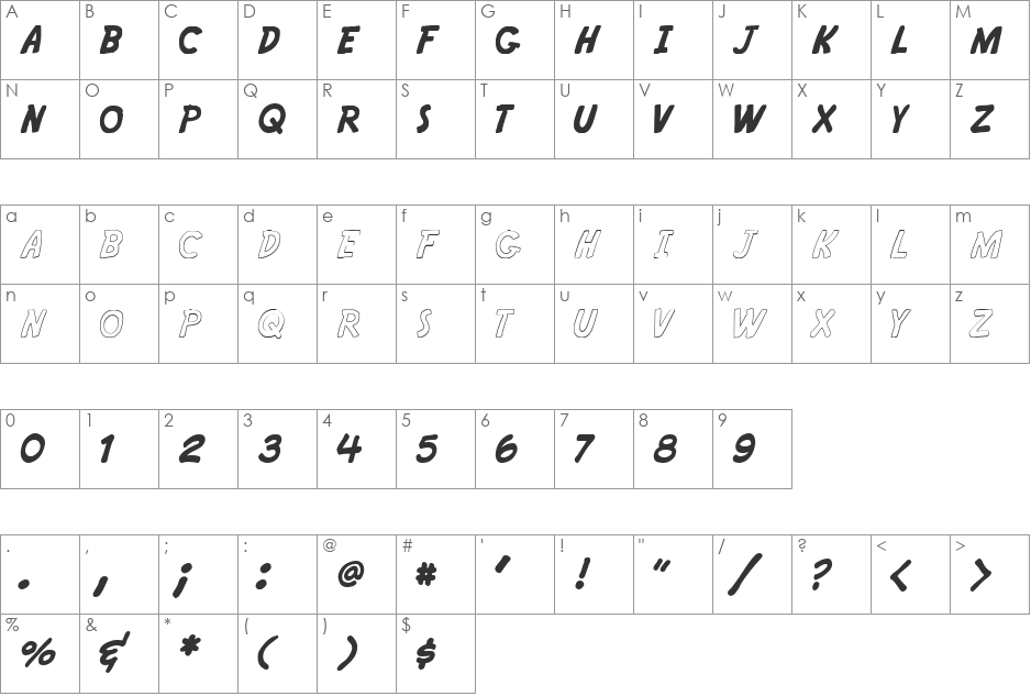 KRYPTOSCRIPTO font character map preview