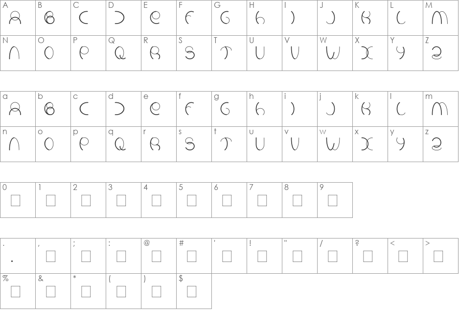 Kszywometrja font character map preview