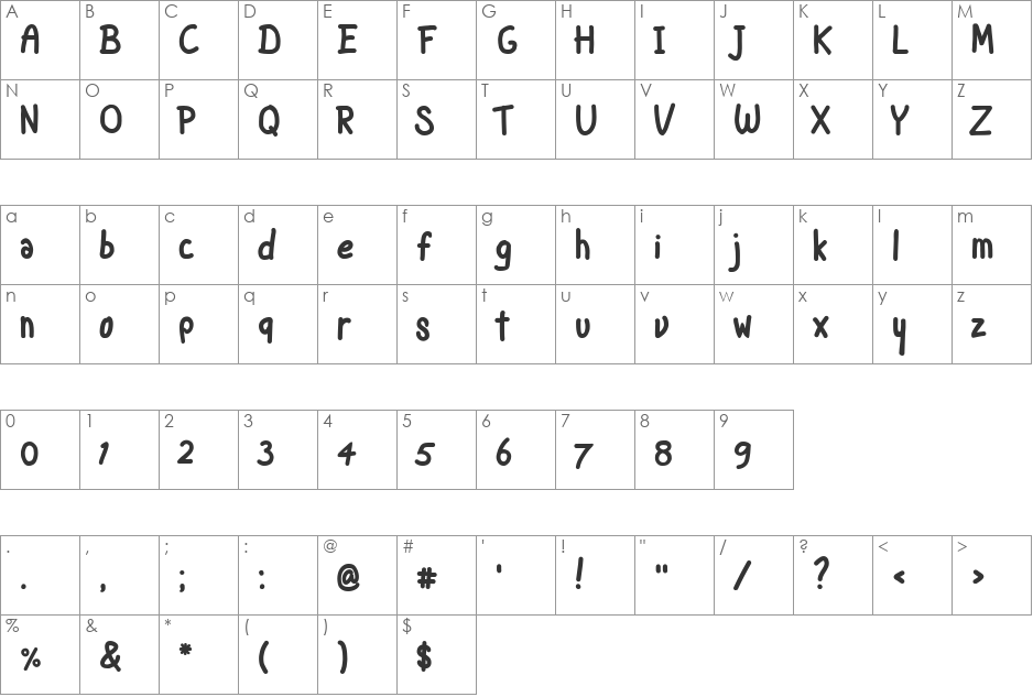 KTF Dion font character map preview