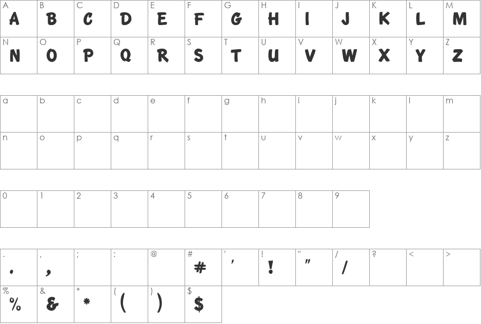 KTF-Roadbrush font character map preview