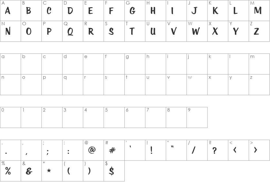 KTF-Roadstar font character map preview